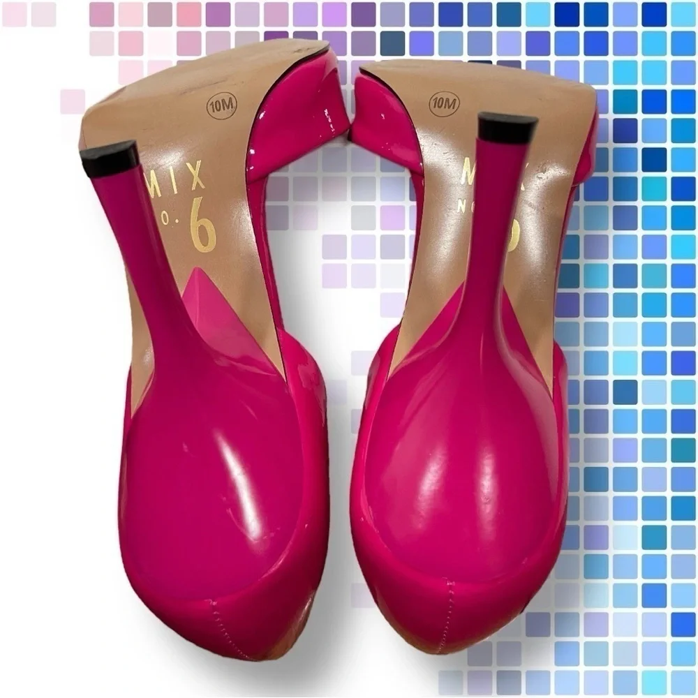 Mix No. 6 Dawnira Pump Hot Pink Patent Faux Leather Stiletto Size 10m